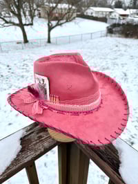 Image 2 of “Rosé at Sundown” Cowboy Hat with Tooled Paisley Leather