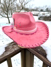 Image 1 of “Rosé at Sundown” Cowboy Hat with Tooled Paisley Leather