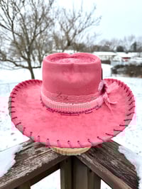 Image 6 of “Rosé at Sundown” Cowboy Hat with Tooled Paisley Leather