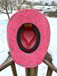 Image 4 of “Rosé at Sundown” Cowboy Hat with Tooled Paisley Leather