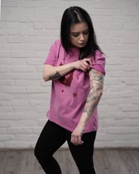 Image 3 of Strange Smile - Handprinted - acid washed - pink