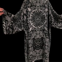 Image 1 of Black craft dream state long duster occult gothic kimono cover up