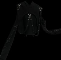 Image 1 of Cropped hooded long sleeve gothic vampire bondage shirt