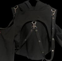 Image 2 of Cropped hooded long sleeve gothic vampire bondage shirt