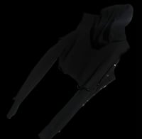 Image 3 of Cropped hooded long sleeve gothic vampire bondage shirt