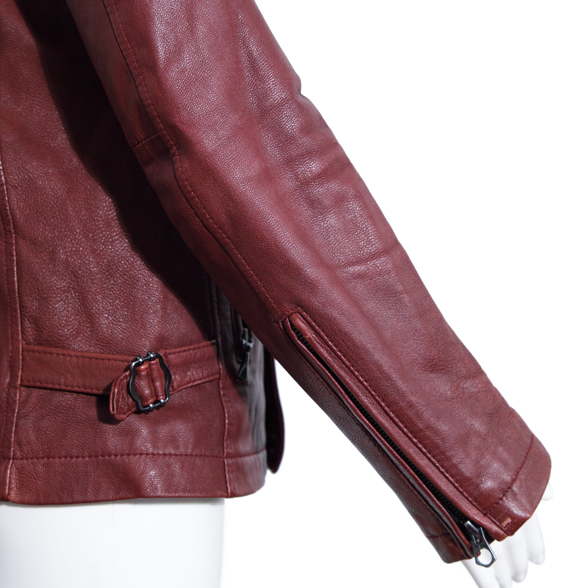 Image of Katharine Hamnett Blood Red Leather Hood Jacket