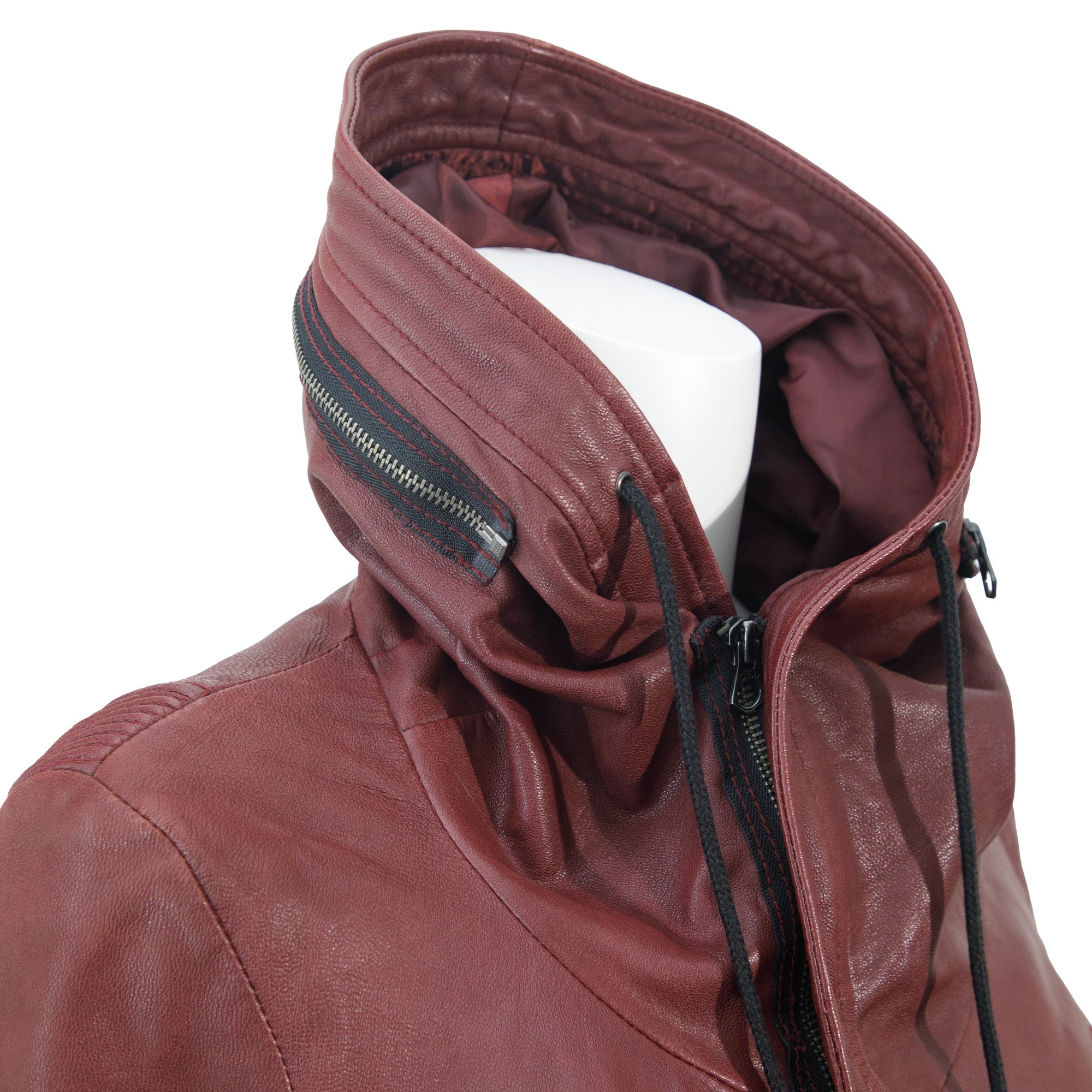 Image of Katharine Hamnett Blood Red Leather Hood Jacket