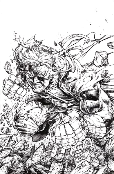 Image of FINAL BOSS #4 ORIGINAL VARIANT COVER ART BY SHELBY ROBERTSON 11" x 17" IMAGE COMICS