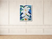 Image 1 of White Flowers ART , Framed, Abstract Floral Giclee Print, NOT ai