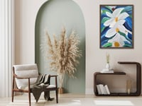 Image 3 of White Flowers ART , Framed, Abstract Floral Giclee Print, NOT ai