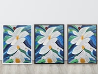 Image 7 of White Flowers ART , Framed, Abstract Floral Giclee Print, NOT ai