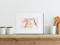 Image 2 of Watercolor Bread Cheese & Olive Platter framed Print - Gourmet Charcuterie Still Life Kitchen Wall A