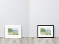 Image 8 of Watercolor Seaside Landscape Framed Print - Serene Coastal Beach Ocean Scene Wall Art