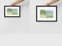 Image 7 of Watercolor Seaside Landscape Framed Print - Serene Coastal Beach Ocean Scene Wall Art