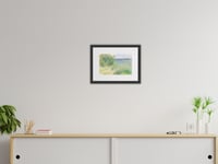 Image 3 of Watercolor Seaside Landscape Framed Print - Serene Coastal Beach Ocean Scene Wall Art