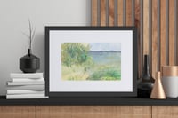 Image 2 of Watercolor Seaside Landscape Framed Print - Serene Coastal Beach Ocean Scene Wall Art