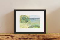 Image 5 of Watercolor Seaside Landscape Framed Print - Serene Coastal Beach Ocean Scene Wall Art
