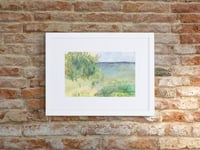 Image 6 of Watercolor Seaside Landscape Framed Print - Serene Coastal Beach Ocean Scene Wall Art