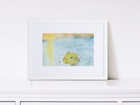 Image 1 of Watercolor Pancake Octopus framed and matted Print – Ocean Nursery Wall Art