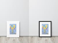 Image 10 of Floral Watercolor framed Print - Yellow & Blue Flower Bouquet