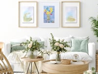 Image 6 of Floral Watercolor framed Print - Yellow & Blue Flower Bouquet