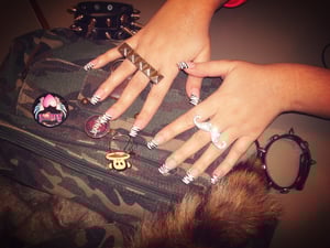 Image of double finger studded ring