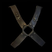 Image 2 of Heavy duty distressed leather bondage chest apocalypse harness