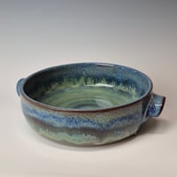 Image 1 of 8" Baking Dish with handles, Lichen with rim color (Green) 012026