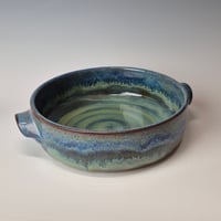 Image 2 of 8" Baking Dish with handles, Lichen with rim color (Green) 012026