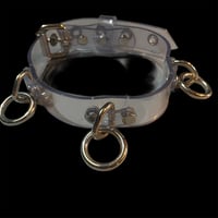 Image 1 of Crystal clear heavy duty vinyl triple ring bondage cyber goth collar