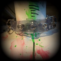 Image 4 of Crystal clear heavy duty vinyl triple ring bondage cyber goth collar