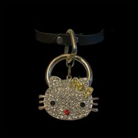 Image 2 of Hello kitty crystal pendant kawaii club kid bondage ring leather choker