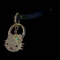 Image 3 of Hello kitty crystal pendant kawaii club kid bondage ring leather choker
