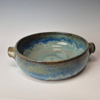 Image 1 of 8" Baking Dish with handles, Glacial Waters with rim color (Turquoise) 012026