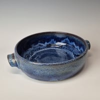 Image 2 of 8" Baking Dish with handles, Bluebird Skies with rim color (Cobolt) 012026