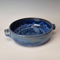 Image 3 of 8" Baking Dish with handles, Bluebird Skies with rim color (Cobolt) 012026