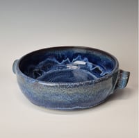 Image 1 of 8" Baking Dish with handles, Bluebird Skies with rim color (Cobolt) 012026