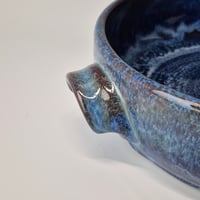 Image 8 of 8" Baking Dish with handles, Bluebird Skies with rim color (Cobolt) 012026