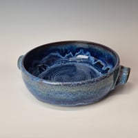 Image 4 of 8" Baking Dish with handles, Bluebird Skies with rim color (Cobolt) 012026