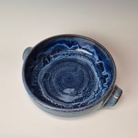 Image 7 of 8" Baking Dish with handles, Bluebird Skies with rim color (Cobolt) 012026