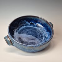 Image 5 of 8" Baking Dish with handles, Bluebird Skies with rim color (Cobolt) 012026