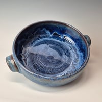 Image 6 of 8" Baking Dish with handles, Bluebird Skies with rim color (Cobolt) 012026