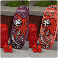 Image 3 of Chems x Relic Fingerboard Deck & Wheel Set (Devil Egg Shape)(CHOOSE DECK SIZE) 