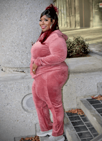 Image 2 of Velour Vibe Set (Pink & Black)