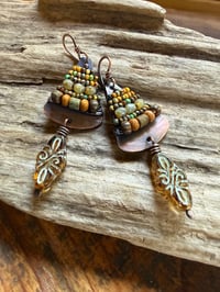 Image 3 of Alegria Alegria in earthy color beaded earrings/ n70