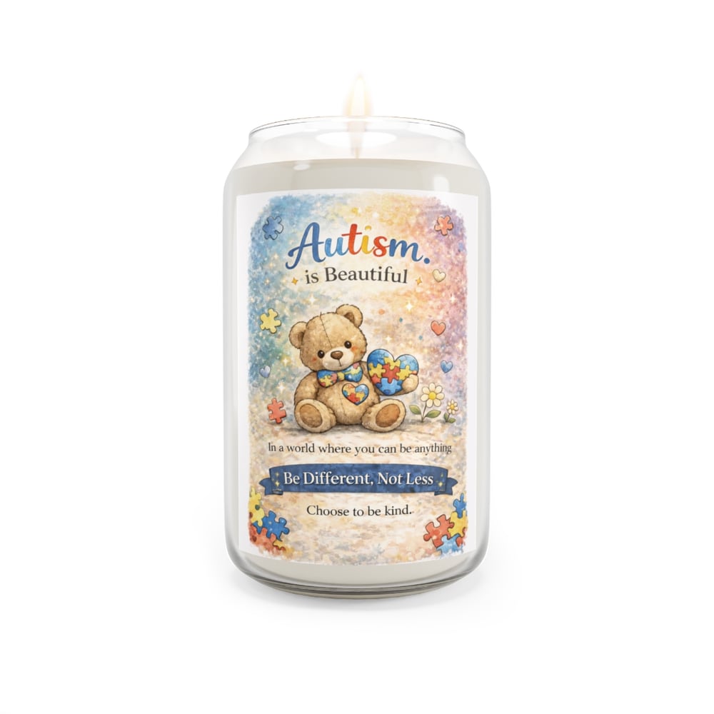 Image of Autism Is Beautiful Soy Candle — 13.75 oz Scented Awareness Candle (Be Different, Not Less)