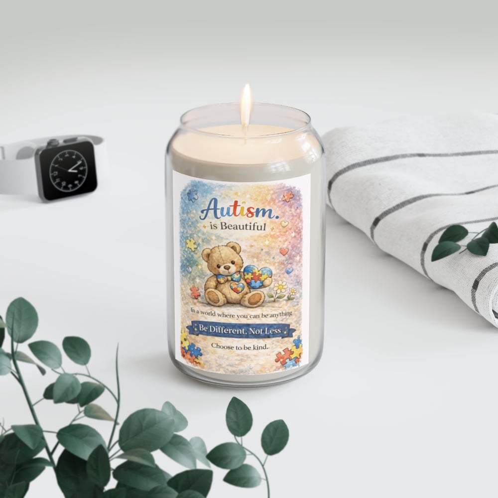 Image of Autism Is Beautiful Soy Candle — 13.75 oz Scented Awareness Candle (Be Different, Not Less)