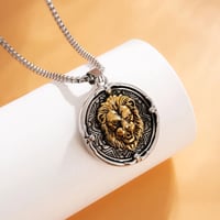 Image 4 of 👑The Armored Kingdom Golden Lionheart Head Necklace
