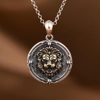 Image 2 of 👑The Armored Kingdom Golden Lionheart Head Necklace