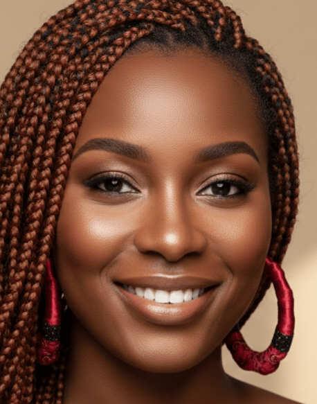 Image of Red Bandana Bamboo Hoop Earrings